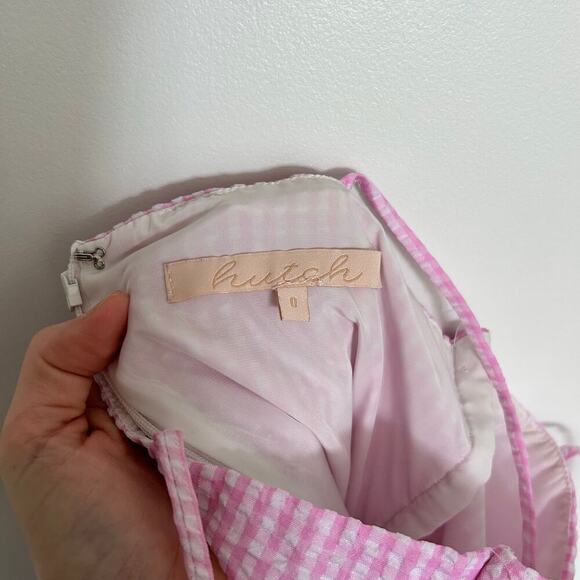 Hutch Babydoll Gingham Sweetheart Mini Slip Dress Women’s 0 Pink Preppy Romantic - Picture 9 of 10